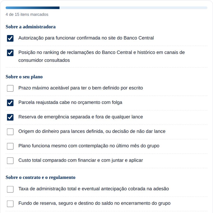 Checklist: Antes de entrar em um grupo, na versão interativa do guia