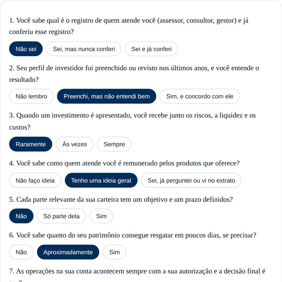 Autoavaliação: A sua relação está clara?, na versão interativa do guia